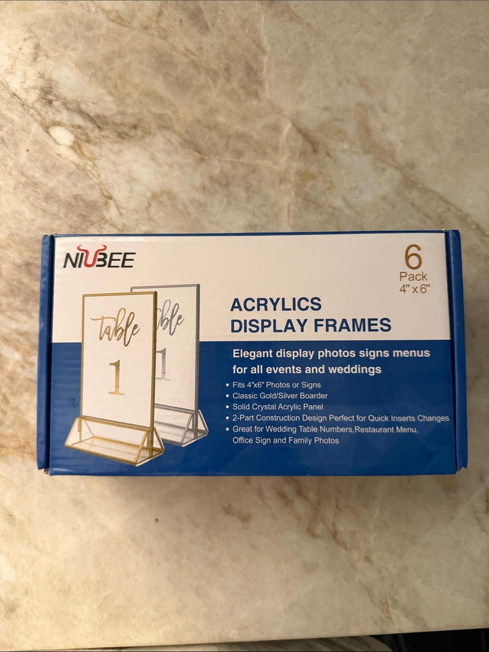 Gold Acrylic Display Frames - 6 Pack (4x6)